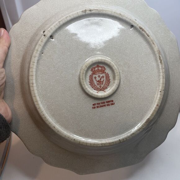 WL 1895 (Wong Lee) Decorative Medallion Wall Plate Crazing Designs Hand painted - Picture 5 of 8